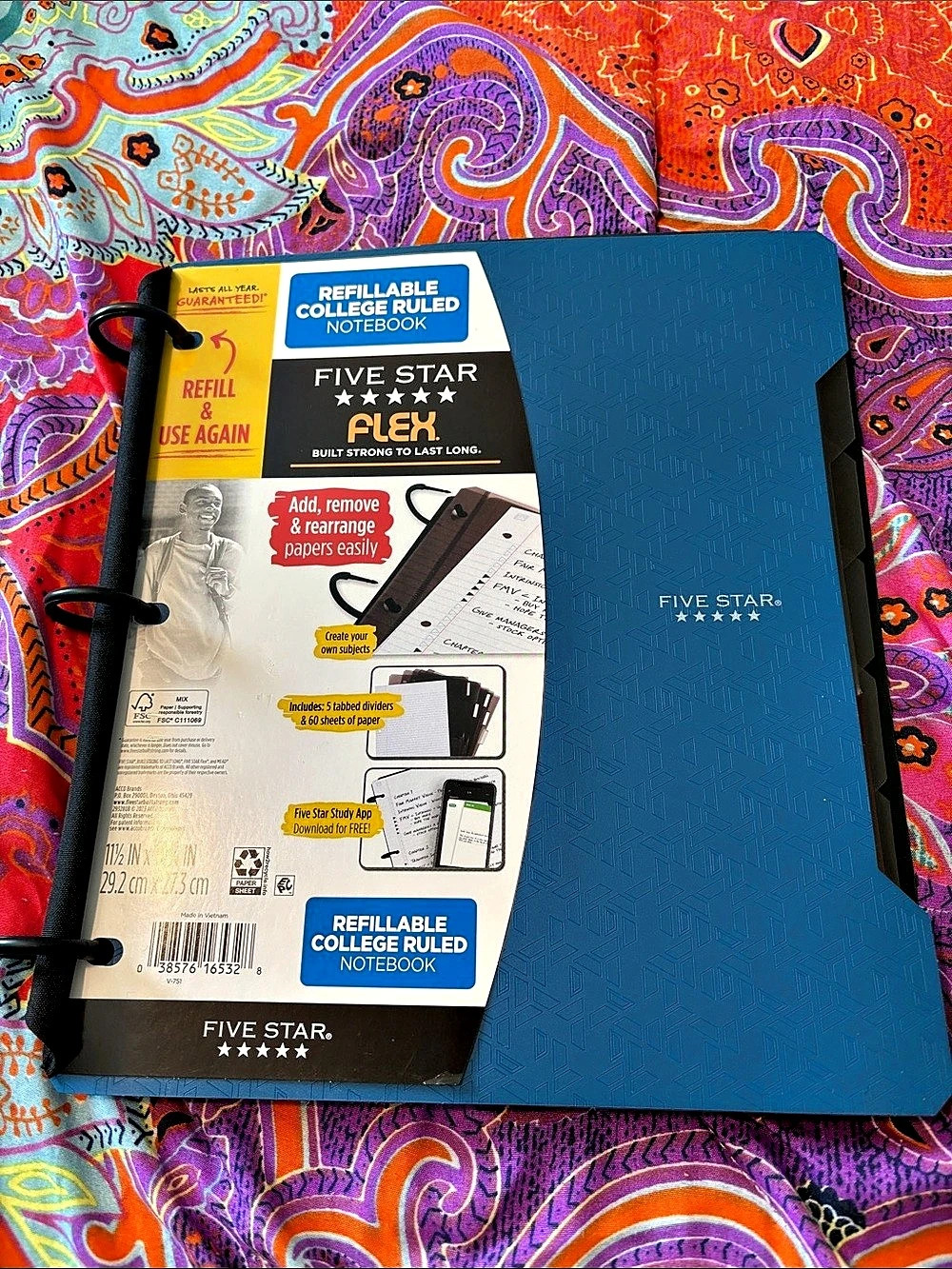 Five Star Flex Refillable College Ruled Notebook Blue & Black